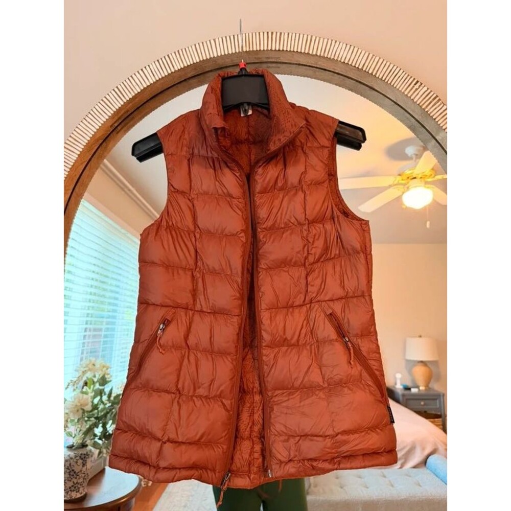 REI Co-op Women’s XS Down Puffer Vest Rust Quilted Full Zip Outdoor